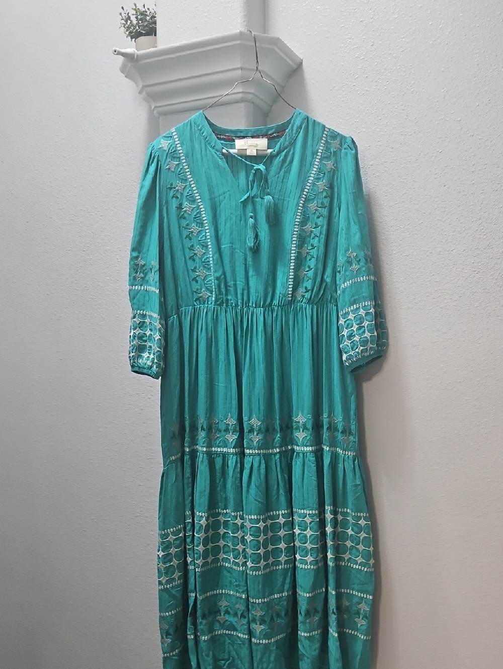 Nurture by Lamaze Teal Embroidered Boho Maxi Dress